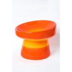 El Yapımı Seramik Turuncu Gökkuşağı Evcil Hayvan Mama ve Su Kabı - Görsel 2