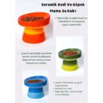 El Yapımı Seramik Turuncu Gökkuşağı Evcil Hayvan Mama ve Su Kabı - Görsel 4