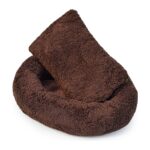 Yumuşak ve Ergonomik Kahverengi Peluş Köpek Yatağı, Rahat Uyku Sağlar - Görsel 4