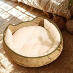 Bej Hasır Yatak, Yastıklı, Köpek ve Kedi Için Rahat ve Şık Uyku Alanı - Görsel 2