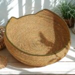 Bej Hasır Yatak, Yastıklı, Köpek ve Kedi Için Rahat ve Şık Uyku Alanı - Görsel 3