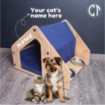 Kahverengi Kedi ve Köpek Evi, Çıkarılabilir Mama Kabı ve Takviyeli Tasarım - Görsel 3