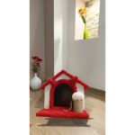 Kedi Ev Kulak Figürlü Oyun Evi Tırmalama Pufu Kırmızı 39 cm - Görsel 4