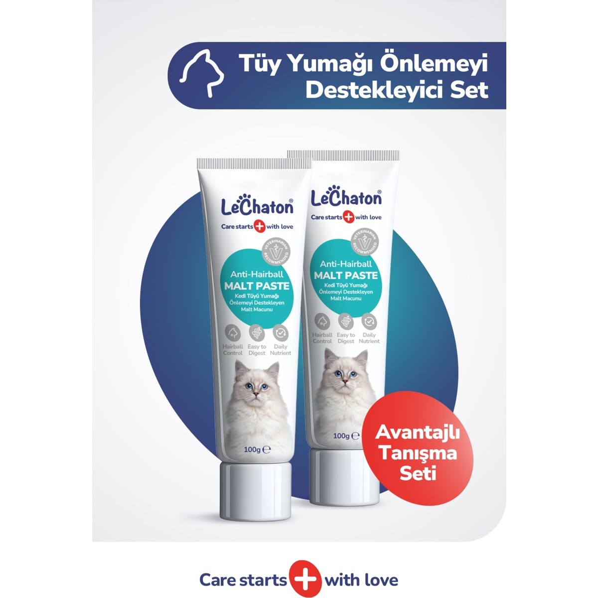 110001237225498.jpg LeChaton Pet Care Kedi Tüy Yumağı Önleyici Malt Kedi Tüyü Döküm Dökülmesi Önleyici Engelleyici Kedi Maltı Macunu 2X100GR - Görsel 1