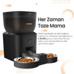 Haustier QQ029-DUAL Kameralı 1080P Gece Görüş, Akıllı Kedi Köpek Mama Kabı, 2.4ghz/5ghz, 4lt, Metal Kase - Görsel 4