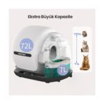 Haustier CB002 Kameralı Akıllı Otomatik Kedi Tuvaleti, App ile Uzaktan Kontrol, 72LT Hazne, 7lt Çöp Haznesi - Görsel 5