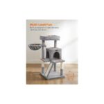 AyrStore Tırmalama Tahtası, Geniş Platformlu Kedi Ağacı, Açık Gri PCT51W - Görsel 3