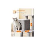 AyrStore PCT143W01 Kedi Ağacı, Tırmalama Tahtalı, 3 Çıkarılabilir Ponpon Çubuğu, 118 Cm, Açık Gri - Görsel 4