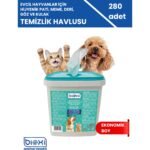 Bioxi® Evcil Hayvanlar Için Tüy ve Pati Hijyenik ve Çok Amaçlı Temizleme Kova Mendil