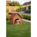 Reyo Pet Suya Soğuğa Dayanıklı Lüks Büyük Boy Ahşap Köpek Kulubesi Sokak Köpek Evi Kırmızı Çatılı 100X100X78 cm Ceviz - Görsel 2