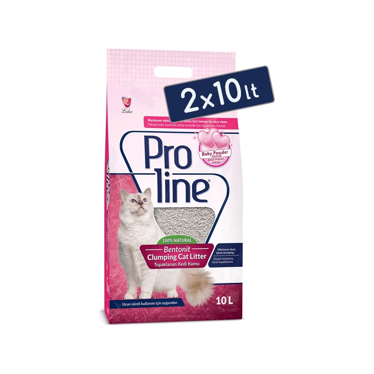 9846586310706.jpg Proline Pro Line Bebek Pudrası Kokulu Topaklanan Kedi Kumu 10 Lt (2 Adet) - Görsel 1