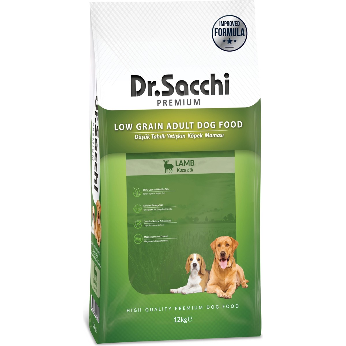 110000778489710.jpg Dr. Sacchi Dr.Sacchi Düşük Tahıllı Kuzu Etli Yetişkin Köpek Maması 12kg - Görsel 1