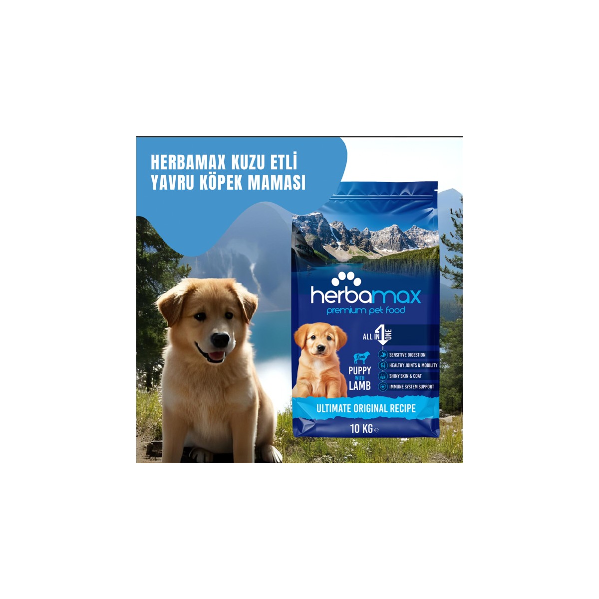 110001172213443.jpg Herbamax Gelişim Destekleyici Özellikte Kuzu Etli ve Pirinçli Yavru Köpek Maması 20kg (2X10kg) - Görsel 1